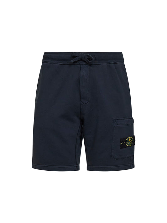 Blue organic cotton fleece jogger shorts