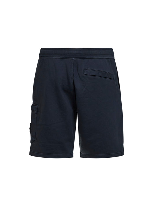 Blue organic cotton fleece jogger shorts