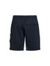 Blue organic cotton fleece jogger shorts