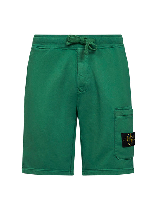 Shorts jogger in felpa di cotone biologico malachite