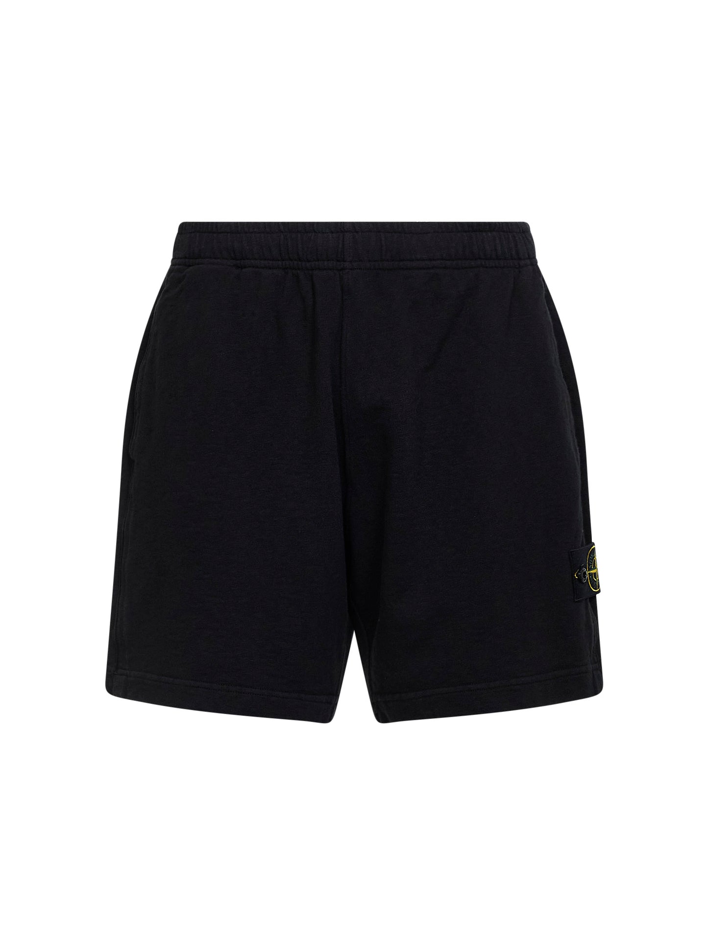 Black malfilé cotton fleece jogger shorts