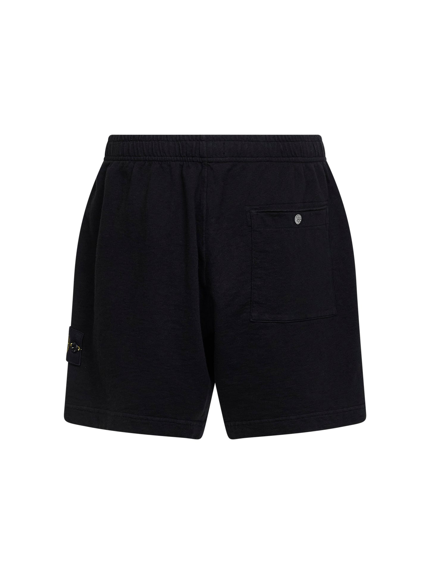 Black malfilé cotton fleece jogger shorts
