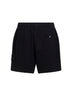 Black malfilé cotton fleece jogger shorts