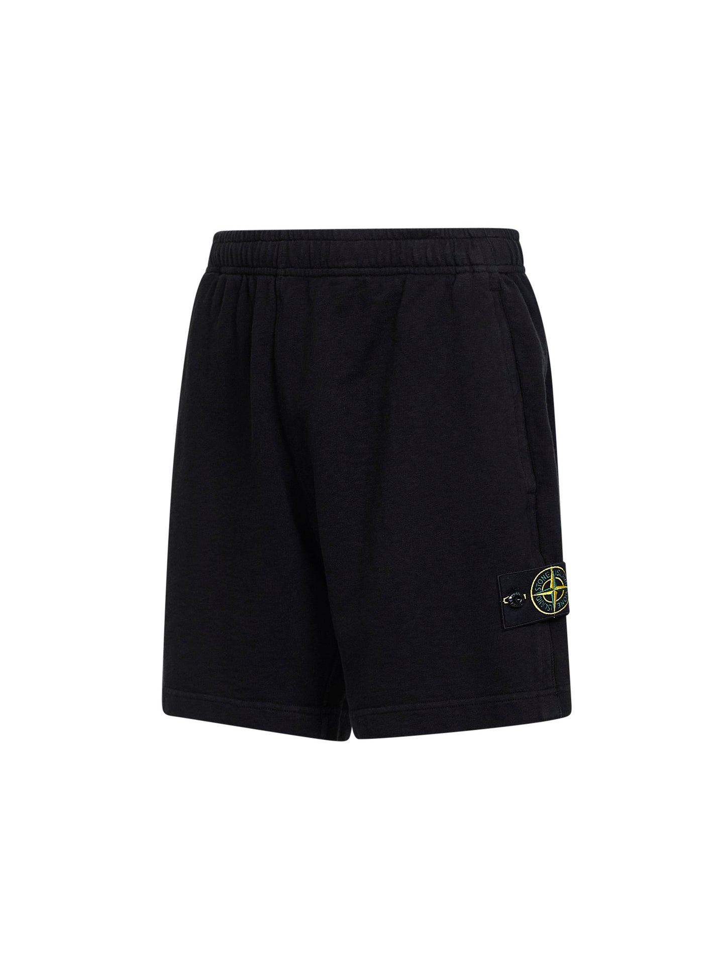 Black malfilé cotton fleece jogger shorts