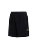 Black malfilé cotton fleece jogger shorts