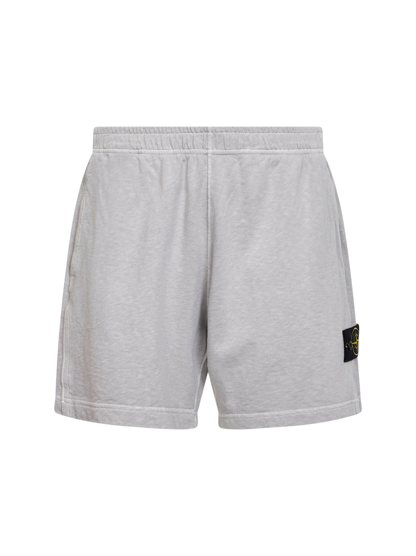 Shorts jogger in felpa di cotone malfilé grigio perla