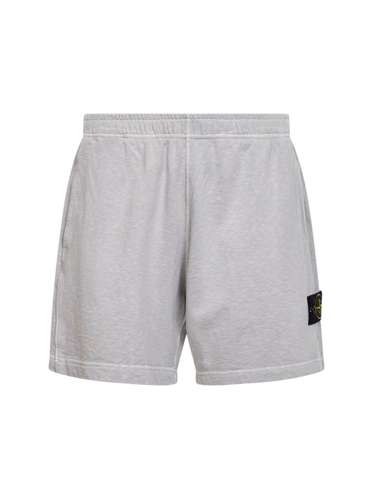 Shorts jogger in felpa di cotone malfilé grigio perla