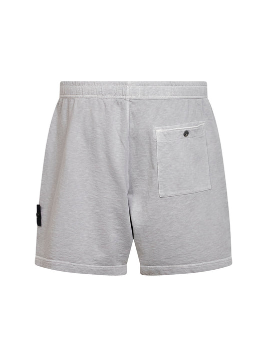 Shorts jogger in felpa di cotone malfilé grigio perla