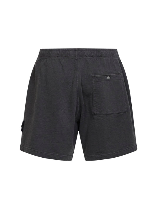 Charcoal grey malfilé cotton fleece jogger shorts