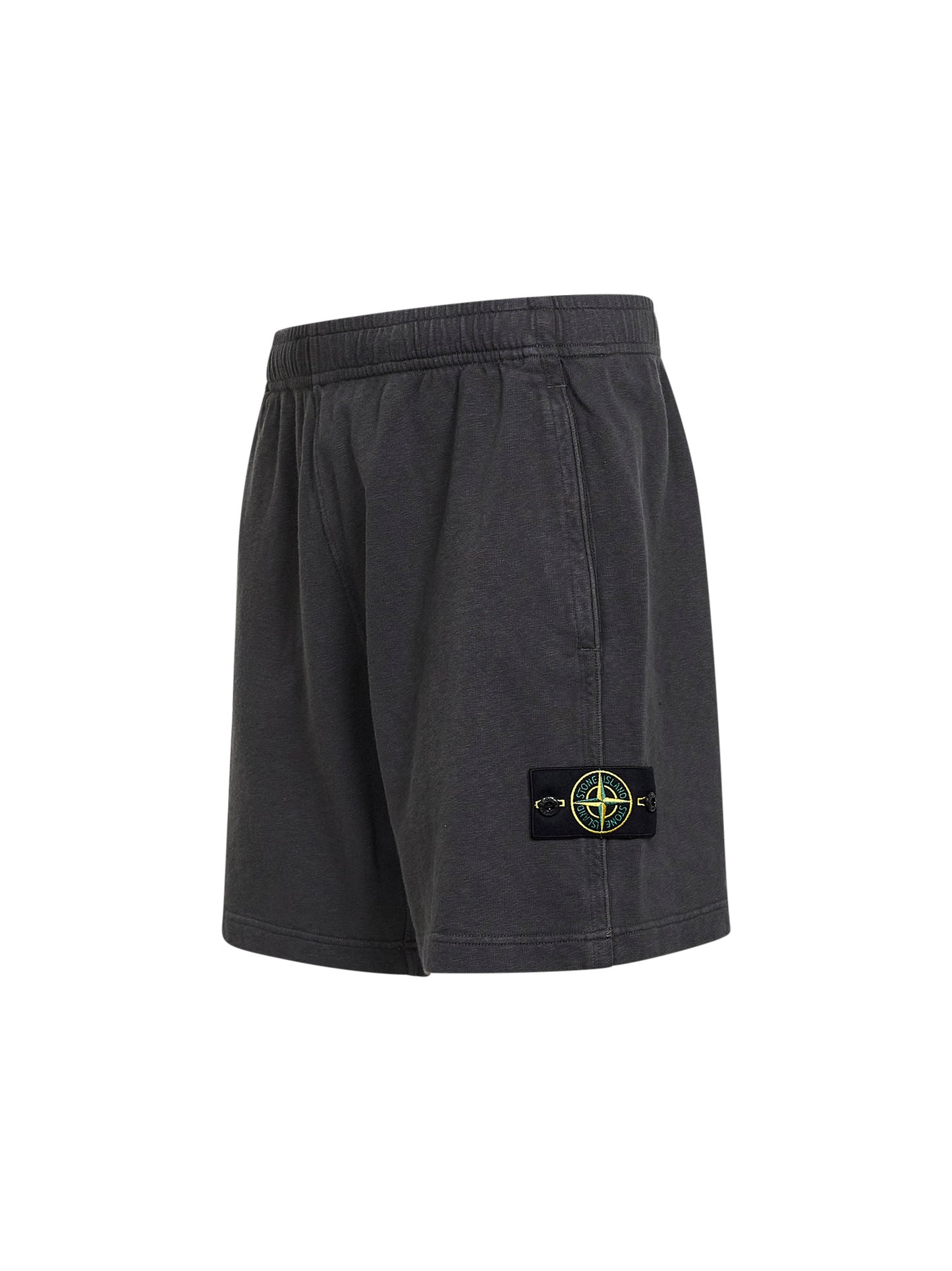 Charcoal grey malfilé cotton fleece jogger shorts