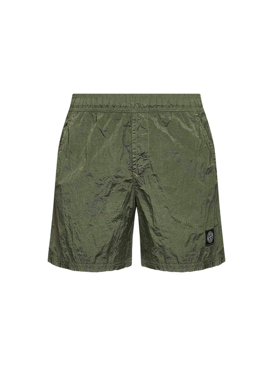 Military green Nylon Metal swim shorts