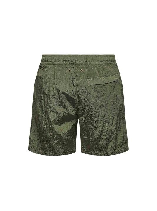 Military green Nylon Metal swim shorts