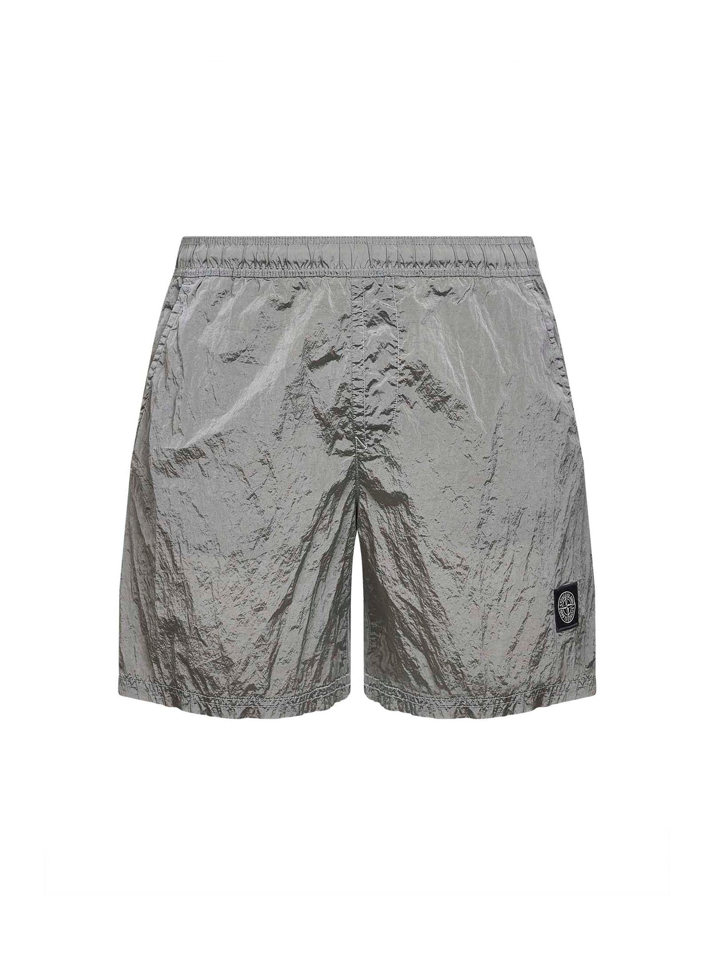 Pearl grey Nylon Metal swim shorts