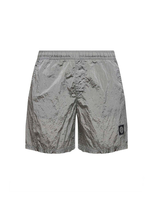 Pearl grey Nylon Metal swim shorts