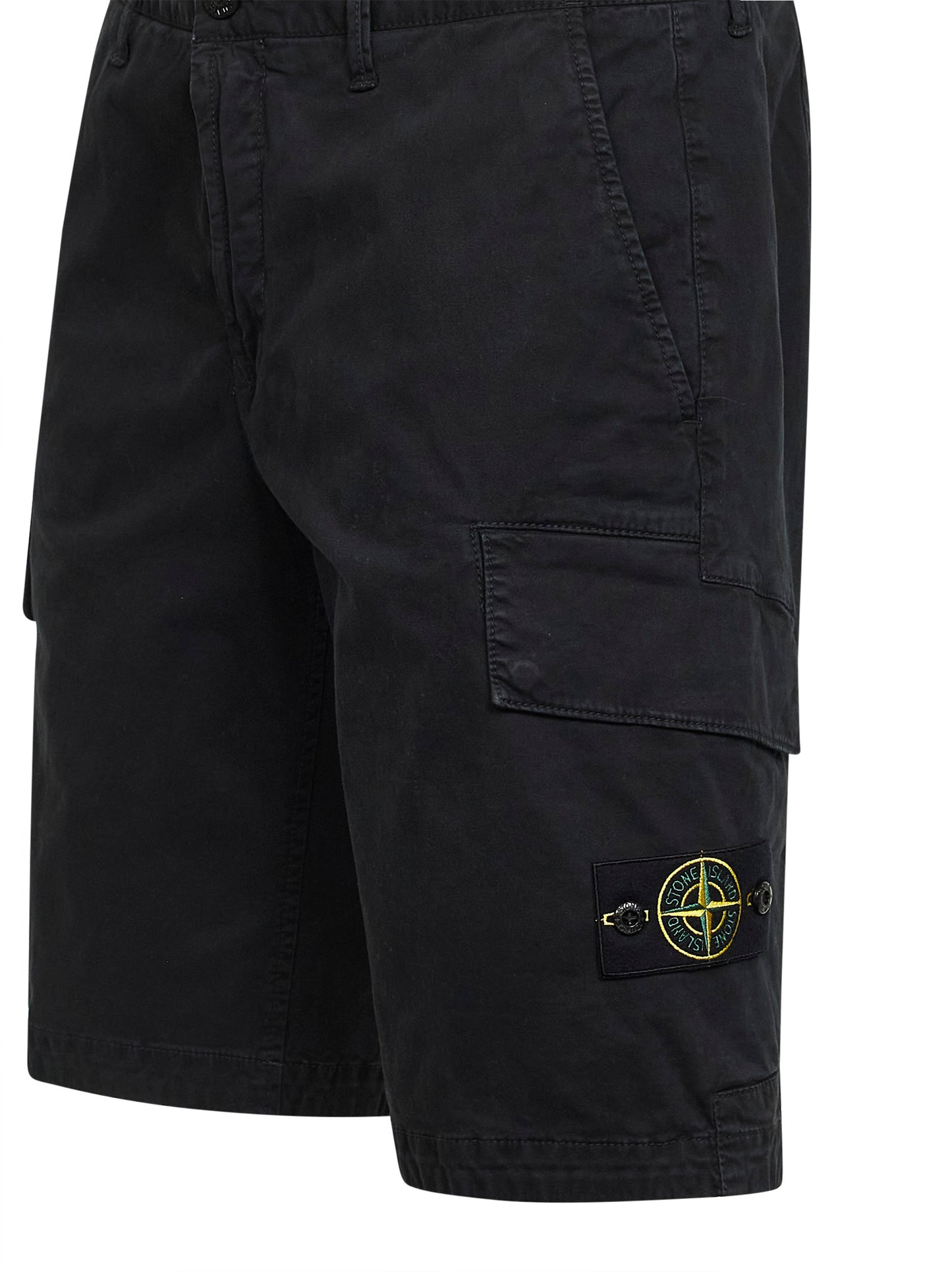 Bermuda cargo in broken twill stretch nero