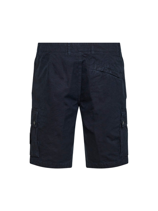 Blue organic cotton twill cargo Bermuda shorts