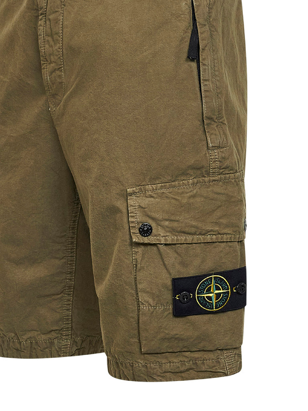 Bermuda cargo in twill di cotone biologico verde militare
