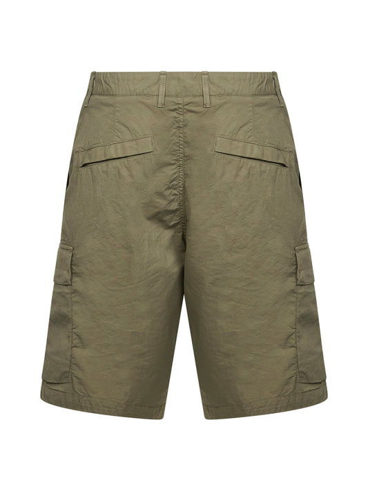 Military green "Parachute" canvas cargo Bermuda shorts
