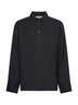 Darkest navy viscose and linen twill Austin polo shirt
