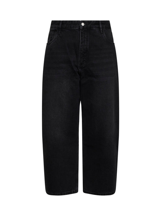 Washed black cotton denim Paolo jeans
