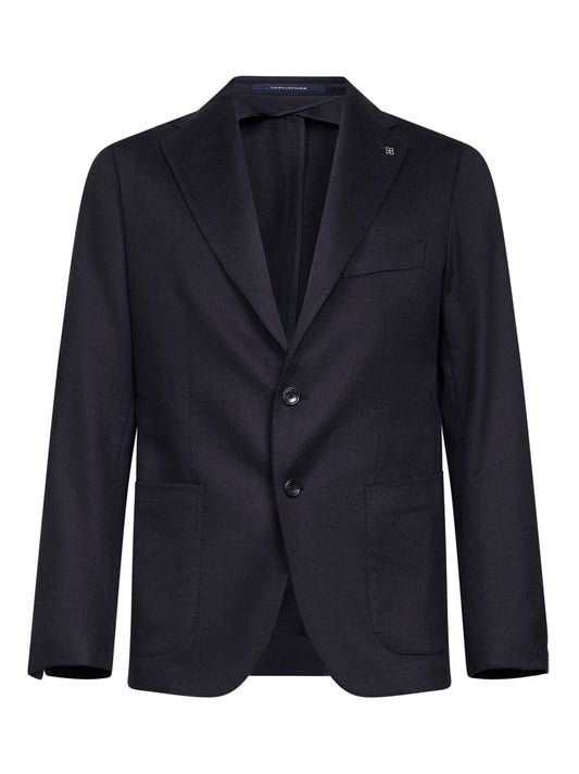 Giacca monopetto in drap di cammello blu