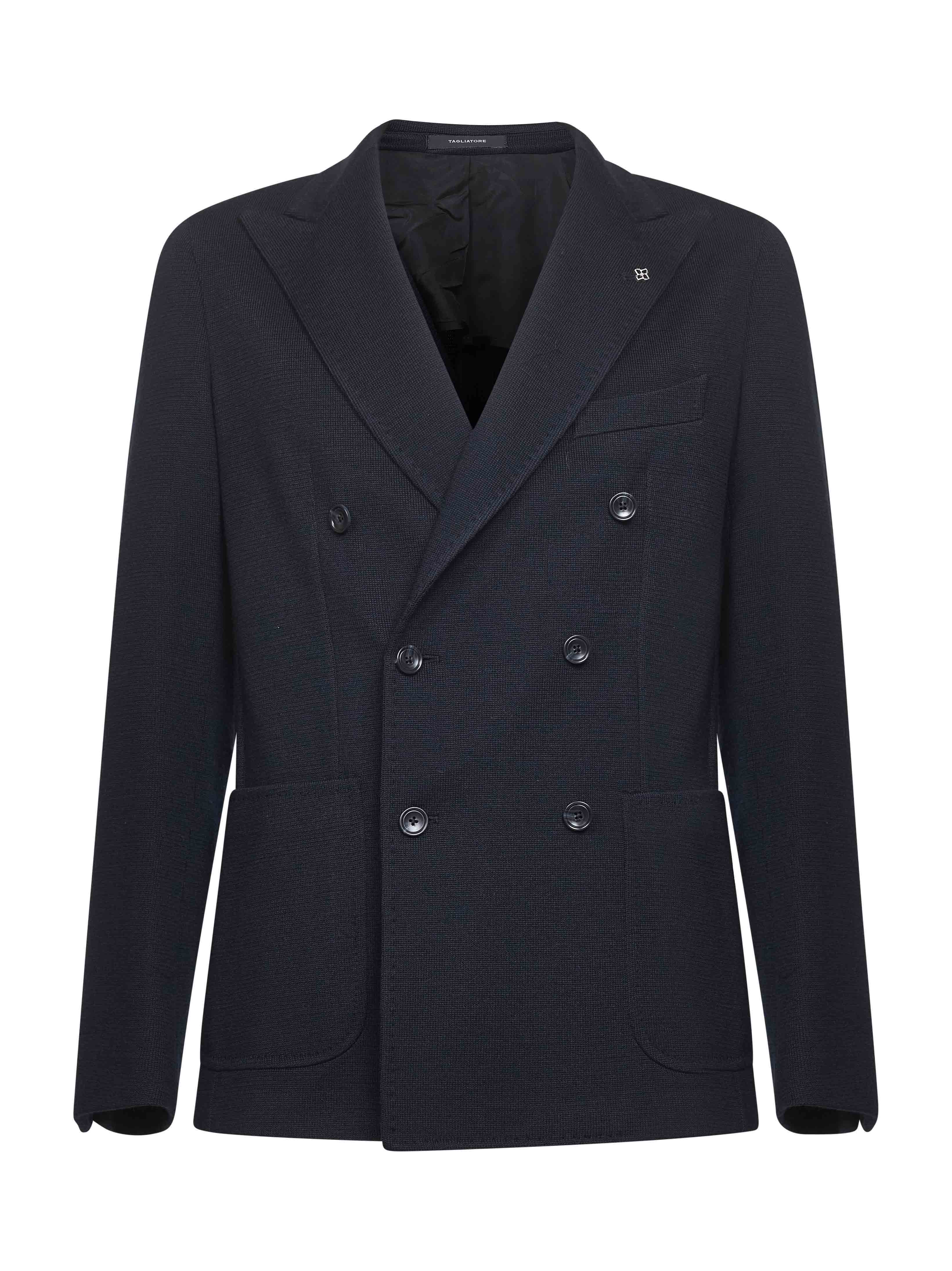 Blue jersey Montecarlo double-breasted blazer – Daniello.com