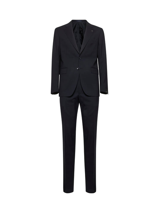 Blue stretch virgin wool single-breasted suit