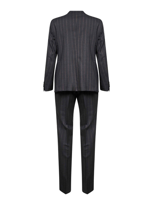 Anthracite pinstriped stretch virgin wool double-breasted suit