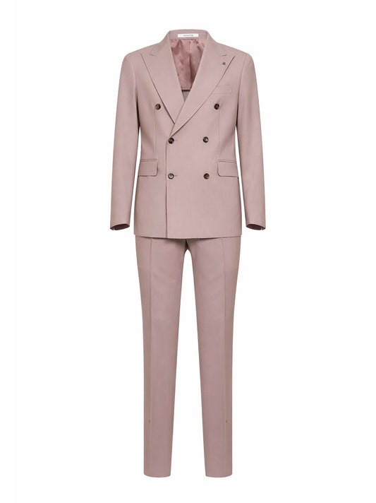 Clay stretch virgin wool Vesuvio double-breasted suit
