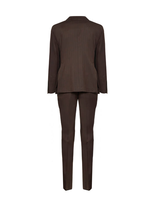 Dark brown jacquard wool Vesuvio double-breasted suit