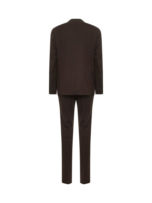 Brown jacquard wool Vesuvio double-breasted suit