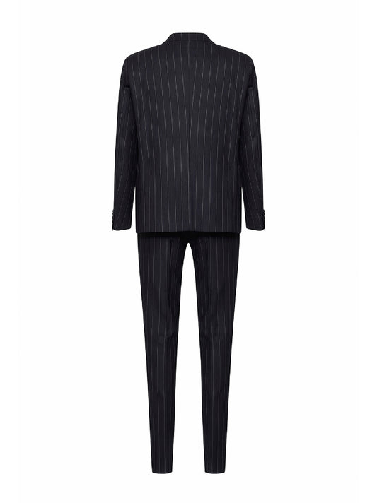 Dark grey pinstriped virgin wool Vesuvio double-breasted suit