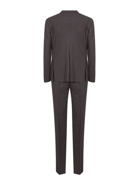 Brown stretch wool Vesuvio double-breasted suit