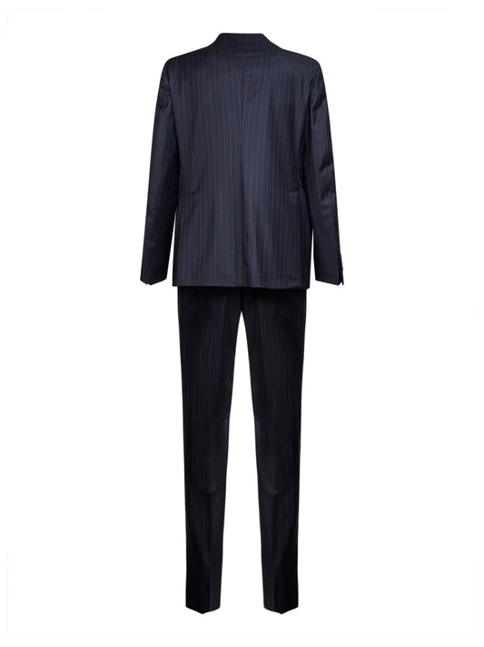 Blue pinstriped virgin wool single-breasted suit