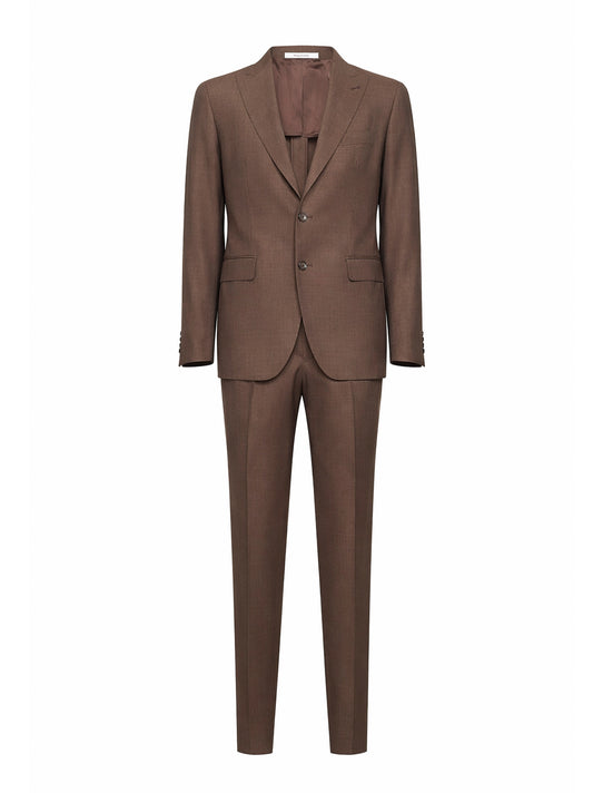 Dark brown virgin wool Vesuvio single-breasted suit