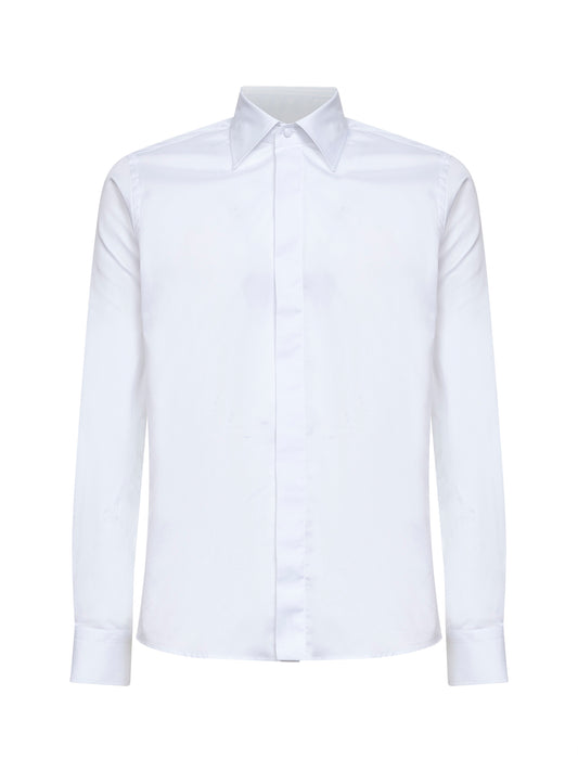 Camicia in popeline di cotone bianco <BR/>