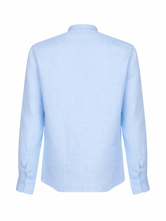 Camicia stile polo in lino azzurro