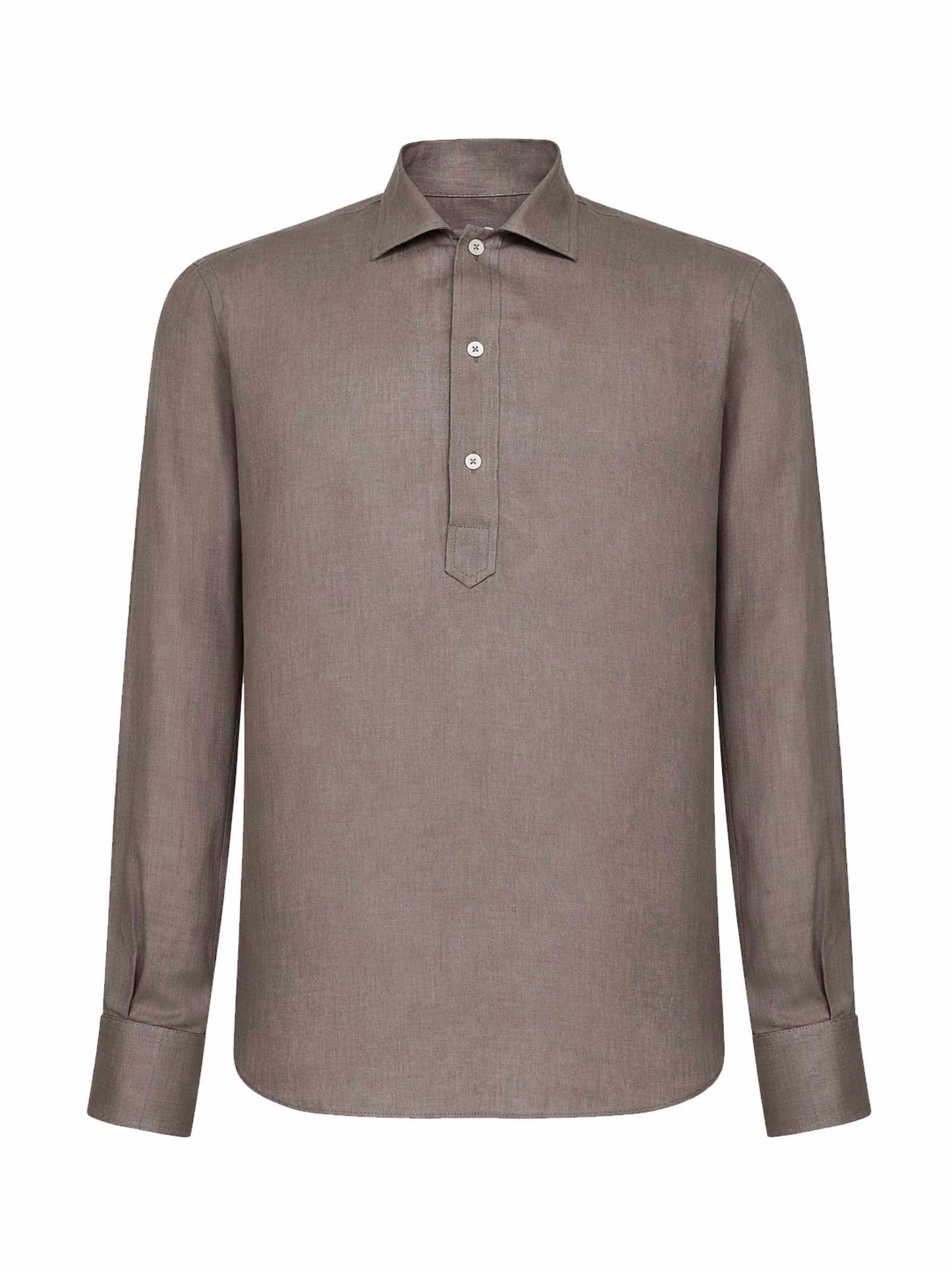 Camicia stile polo in lino tortora