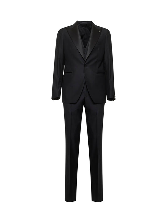 Black virgin wool Vesuvio tuxedo suit
