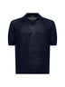 Polo in maglia pointelle di cotone blu