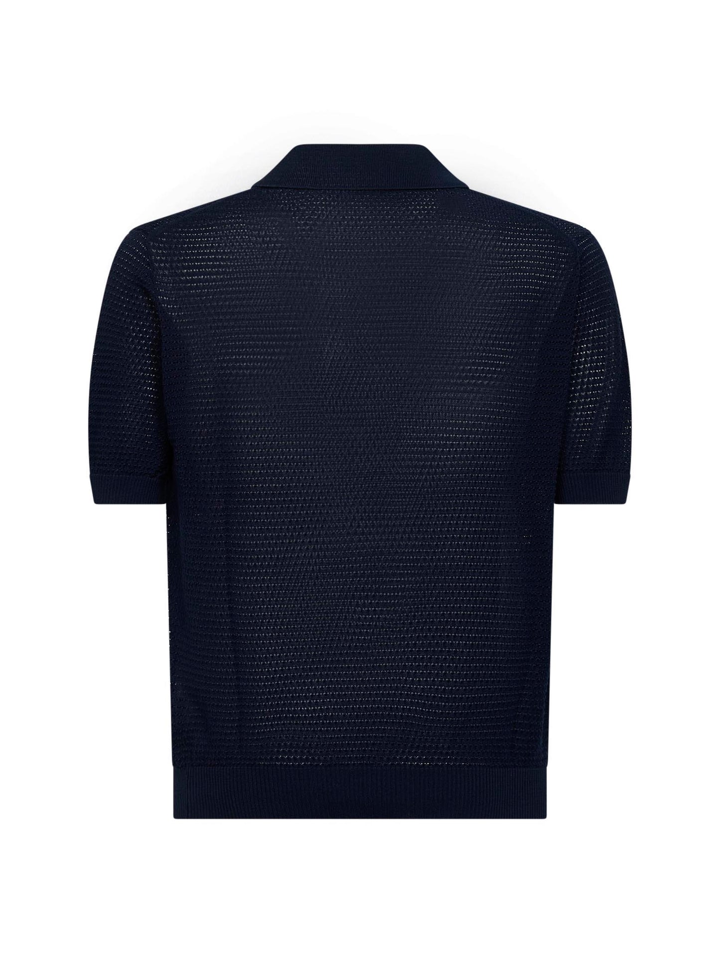 Polo in maglia pointelle di cotone blu