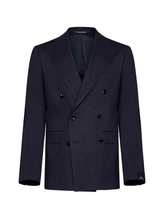 Blazer doppiopetto misto lino e lana