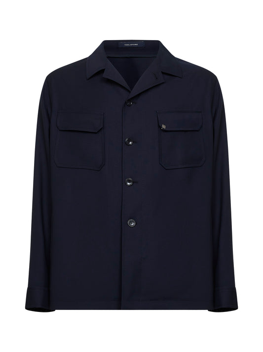 Blue virgin wool shirt jacket