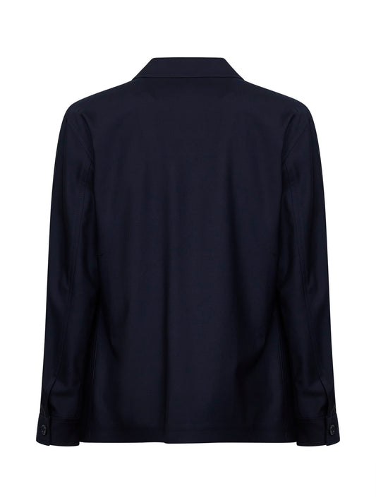 Blue virgin wool shirt jacket