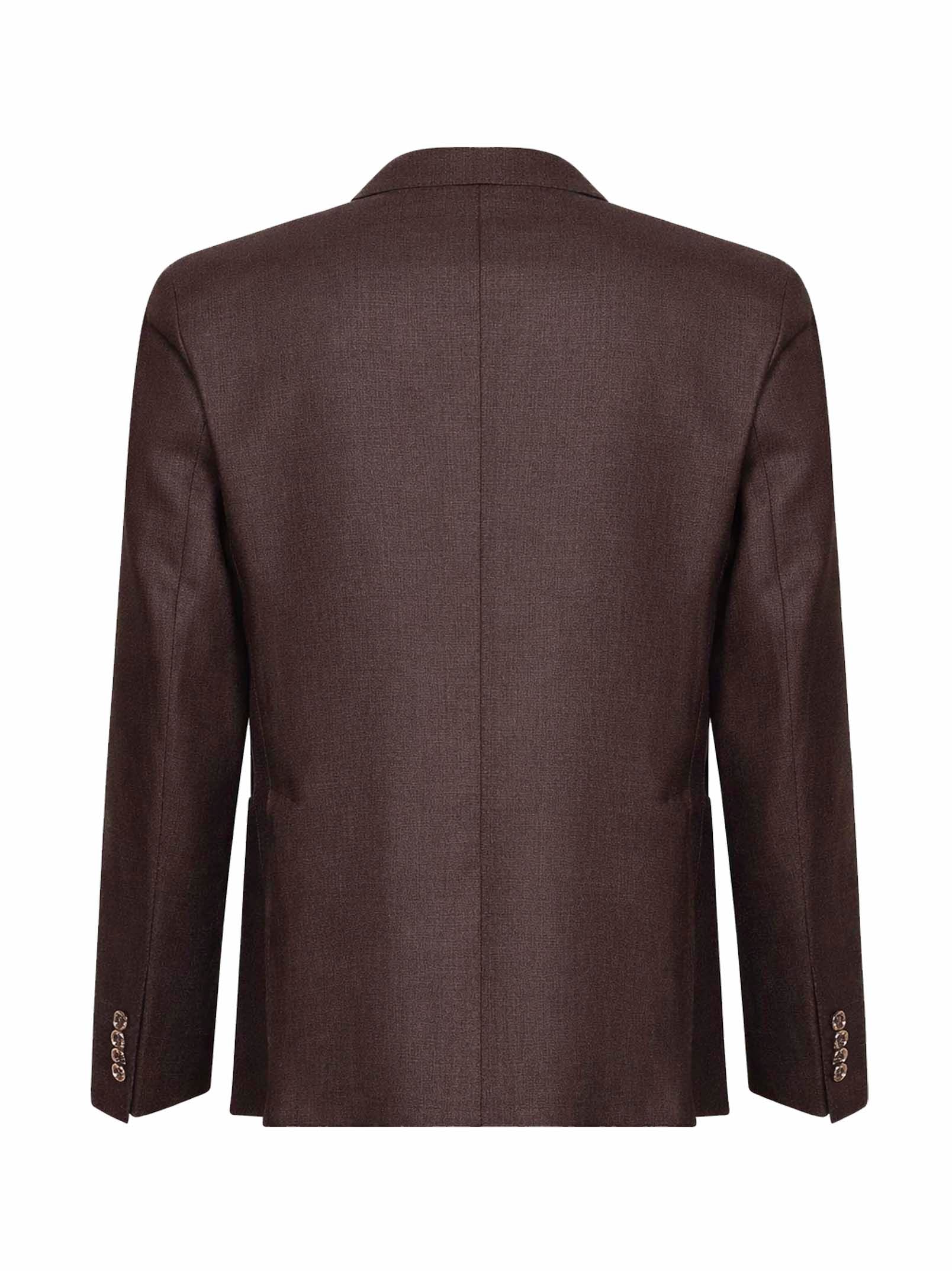 TAGLIATORE ブラウン ウール シルク スーツ 48 Dark brown silk and wool Montecarlo double-breasted blazer