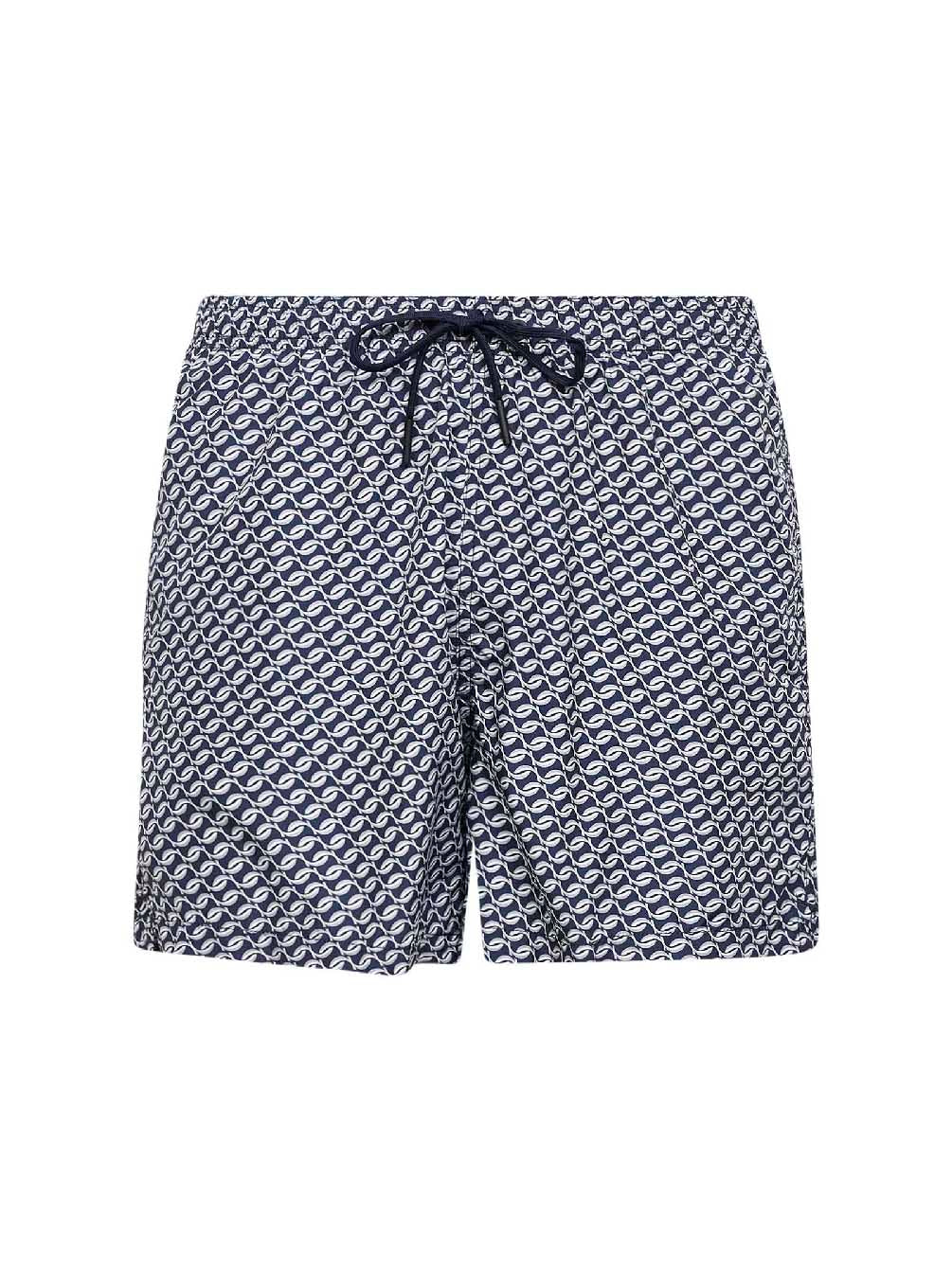 Shorts da mare in nylon stampato blu navy