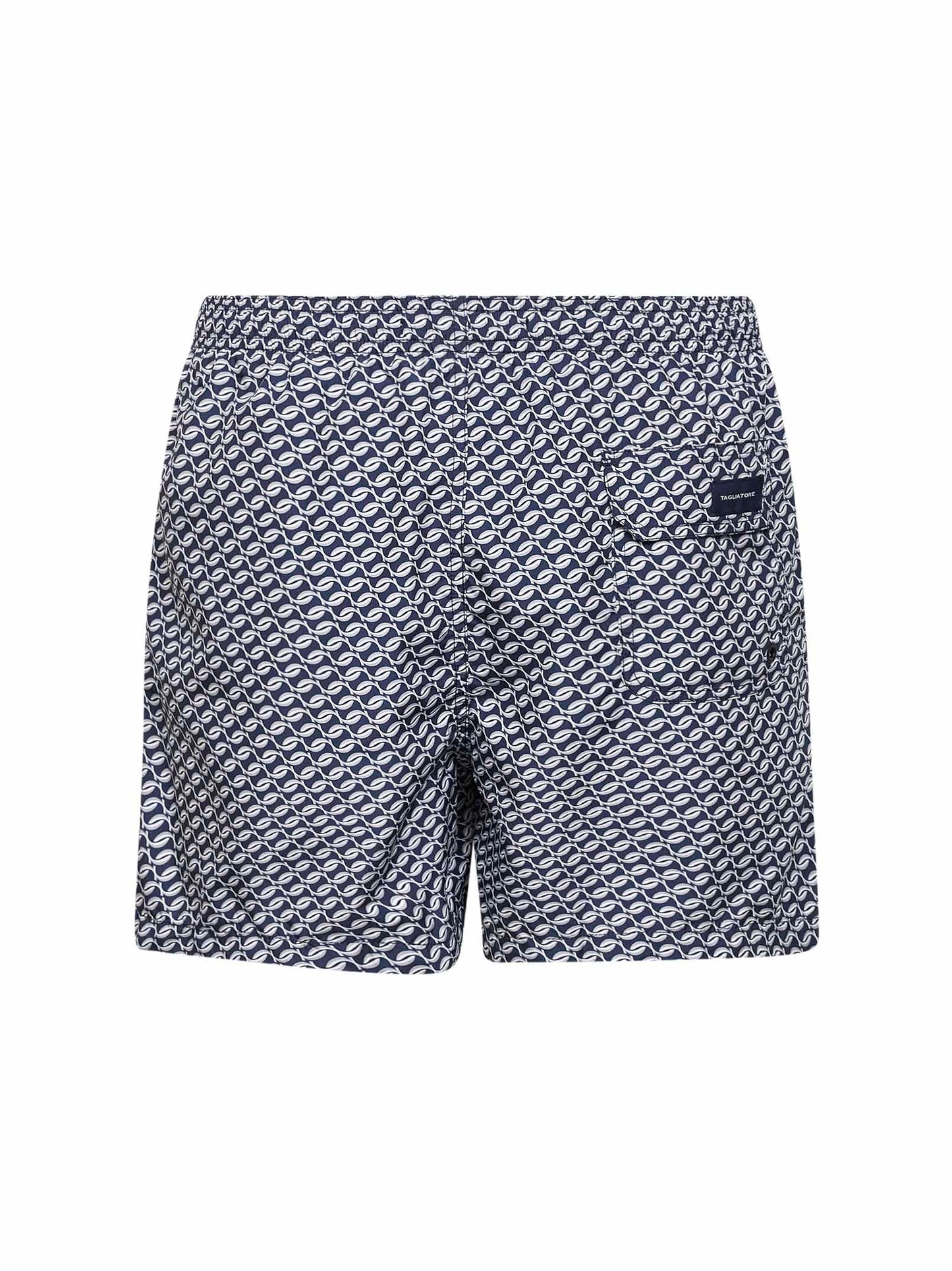 Shorts da mare in nylon stampato blu navy