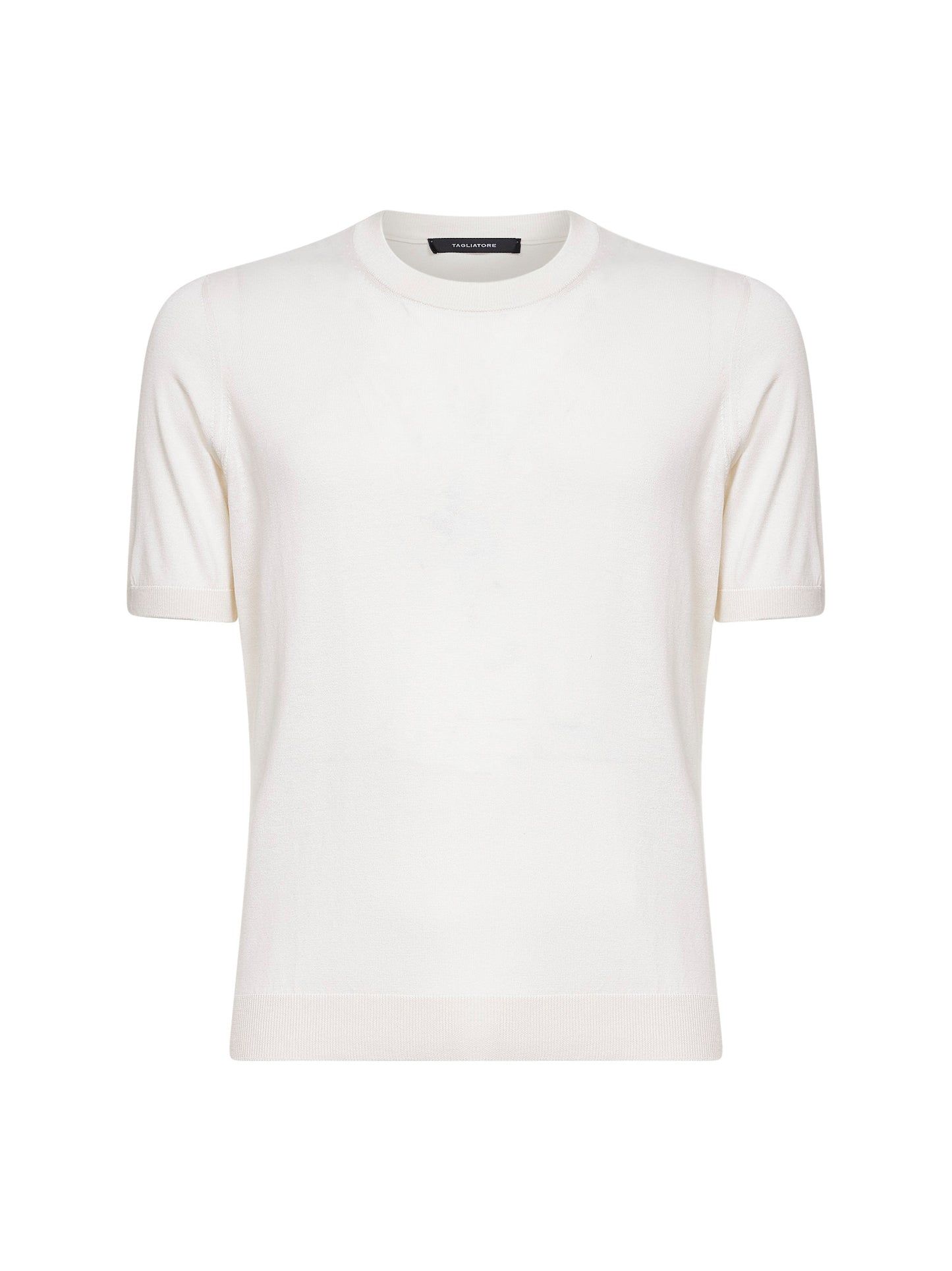 T-shirt girocollo in maglia di seta bianca