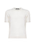 T-shirt girocollo in maglia di seta bianca