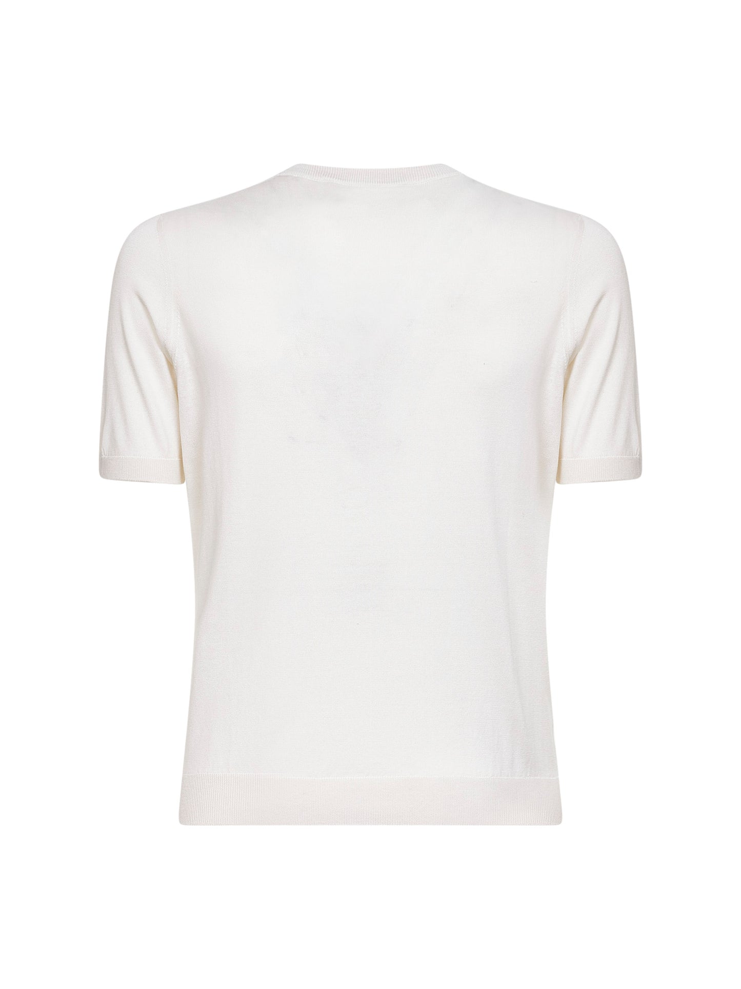 T-shirt girocollo in maglia di seta bianca